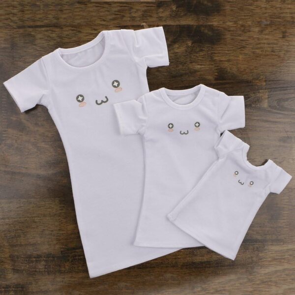 T-shirt bianco lungo a maniche corte per bambole BJD SD 1/3 in cotone