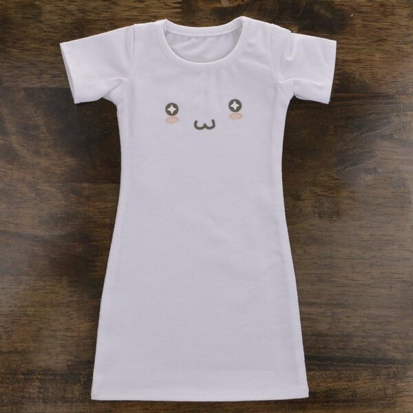 T-shirt bianco lungo a maniche corte per bambole BJD SD 1/3 in cotone