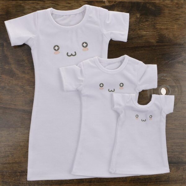 T-shirt bianco lungo a maniche corte per bambole BJD SD 1/3 in cotone