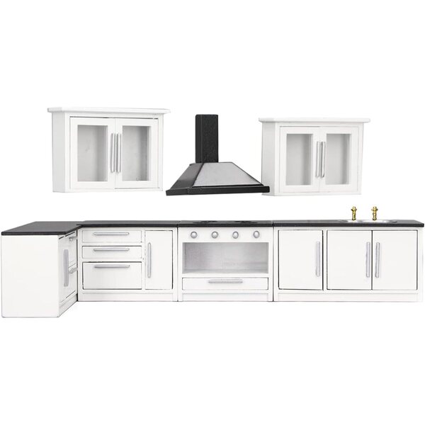 1:12 modernes Küchenschrank-Set für Puppenhaus – 7-teilig aus Birkenholz