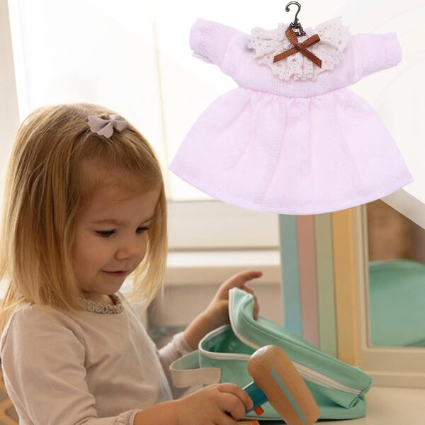 Niesel Puppenkleidung: Stilvolle Stoffkleidung mit Kleiderbügel für 28–35 cm