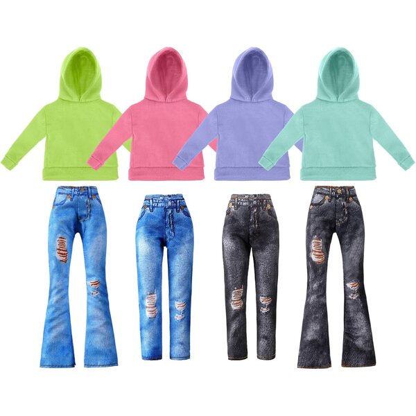 Set 8 Vestiti per Bambola 29,8 cm in Cotone e Denim Bencailor Colorati e Resistenti