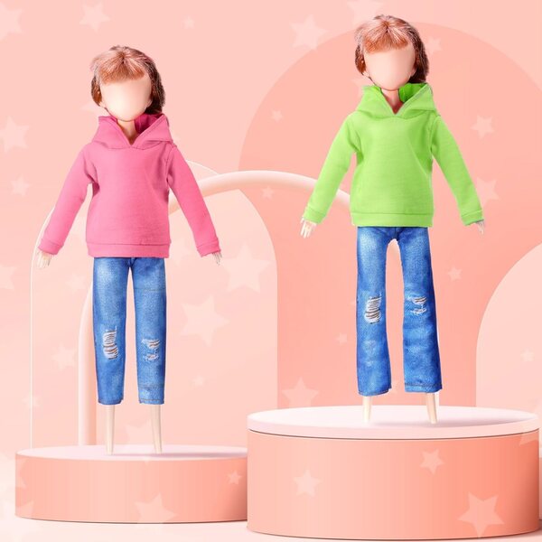 Set 8 Vestiti per Bambola 29,8 cm in Cotone e Denim Bencailor Colorati e Resistenti