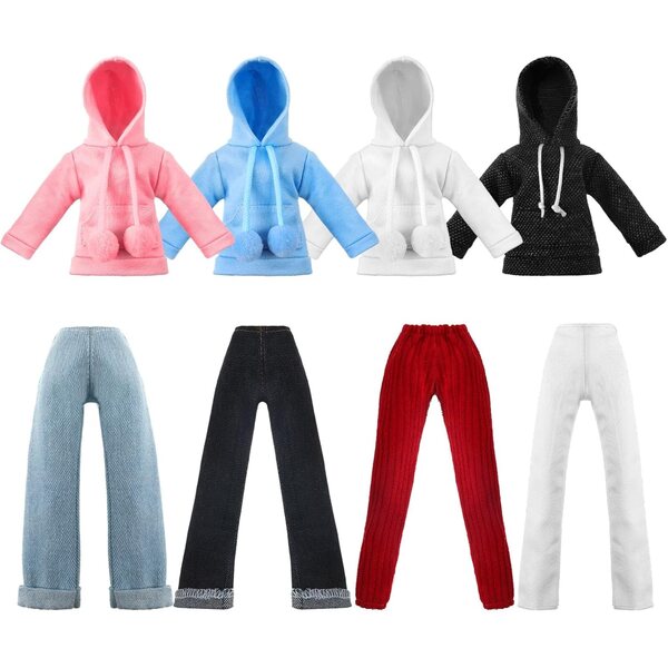 Set 8 Vestiti in Cotone e Denim per Bambole 30 cm - Abbigliamento Vari Colori Bencailor