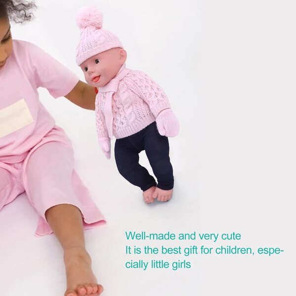 Kleidungsset für 43 cm große 18-Zoll-Puppen – hellrosa Pullover, Hose, Mütze, Schal, Handschuhe