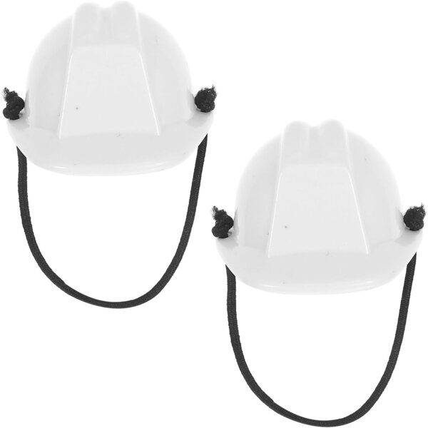 Weiße Mini-Baustellenhelme aus Kunststoff für Puppen und Kleintiere, 2er-Pack