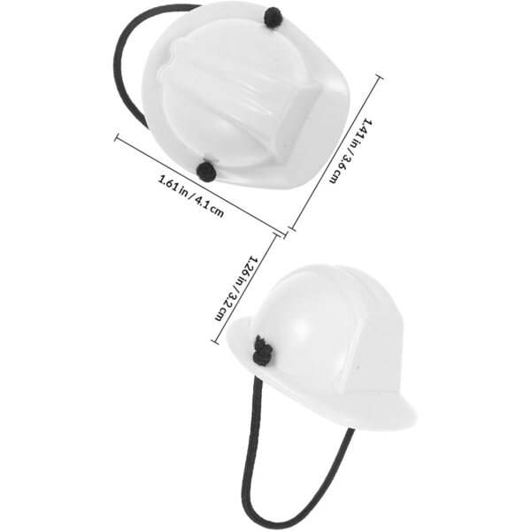 Weiße Mini-Baustellenhelme aus Kunststoff für Puppen und Kleintiere, 2er-Pack
