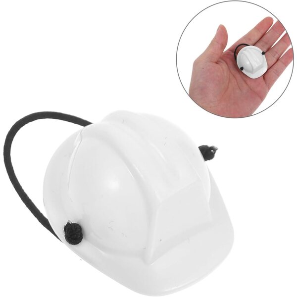 Weiße Mini-Baustellenhelme aus Kunststoff für Puppen und Kleintiere, 2er-Pack