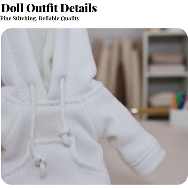Hellgrauer Kapuzenpullover für 1/12 MotiveTech-Puppen aus dickem Stoff, lässiger Look