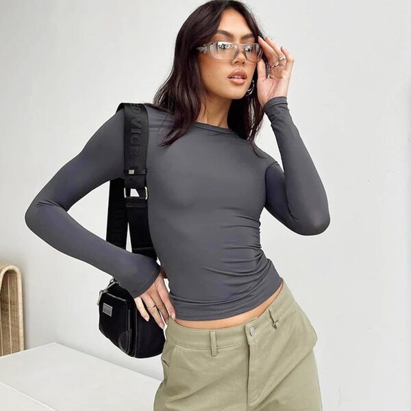 KSHSAA T-Shirt Maniche Lunghe Donna in Poliestere e Elastan, Morbida e Traspirante