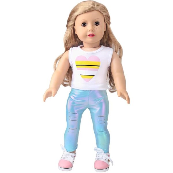 Abbigliamento Estivo NIXNUT per Bambole American Girl 45 cm - Gilet e Pantaloni con Cuori