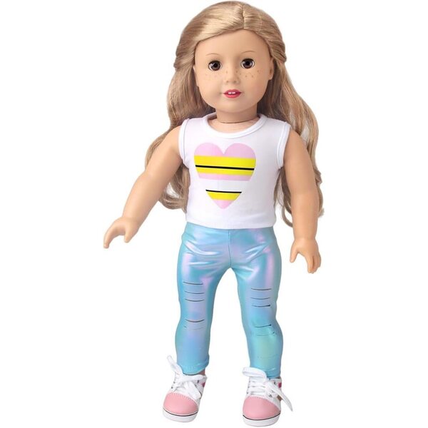 Abbigliamento Estivo NIXNUT per Bambole American Girl 45 cm - Gilet e Pantaloni con Cuori