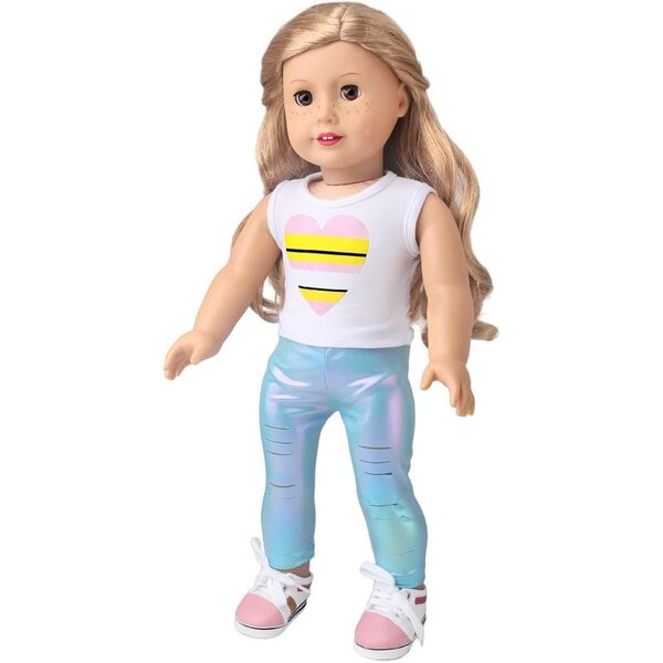 Abbigliamento Estivo NIXNUT per Bambole American Girl 45 cm - Gilet e Pantaloni con Cuori