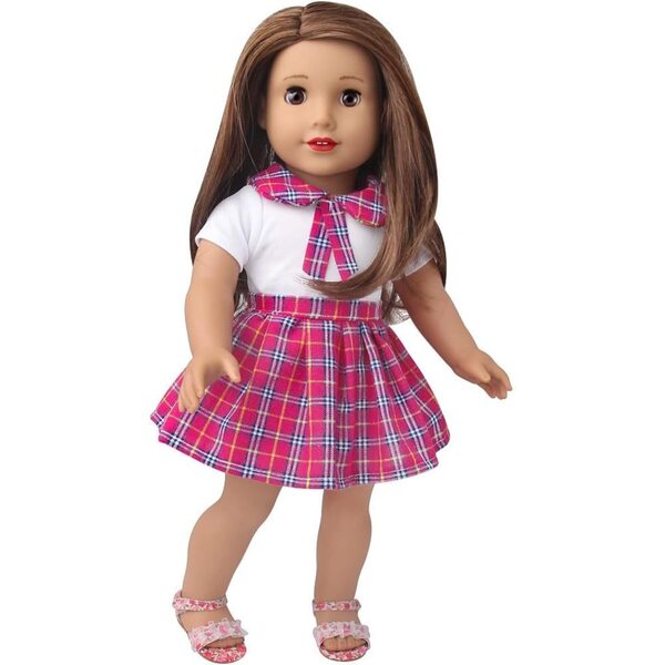 NIXNUT Vestito Uniforme Scolastica Estate per Bambola American Girl 18 Pollici