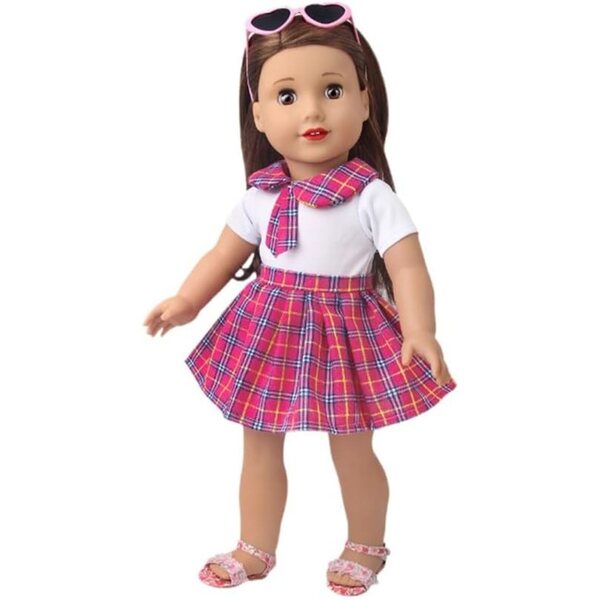 NIXNUT Vestito Uniforme Scolastica Estate per Bambola American Girl 18 Pollici