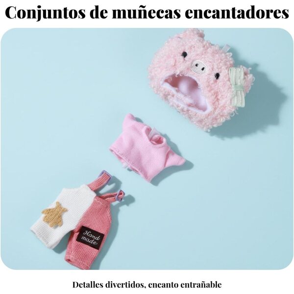 Komplettes Kleidungsset für OB11 BJD 1/12 Puppen mit abnehmbarer Mütze und einzigartigen Designs