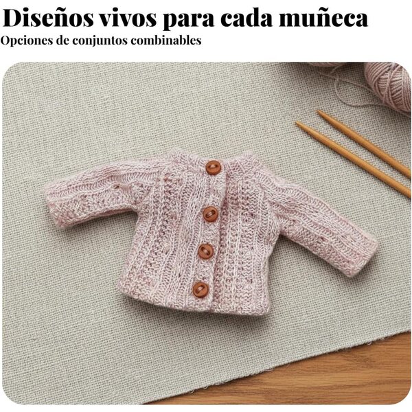 Cardigan tricotato per bambole 1/12 morbido e colorato con bottoni in legno