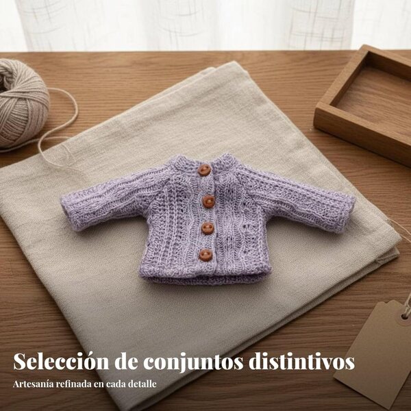 Cardigan tricotato per bambole 1/12 morbido e colorato con bottoni in legno