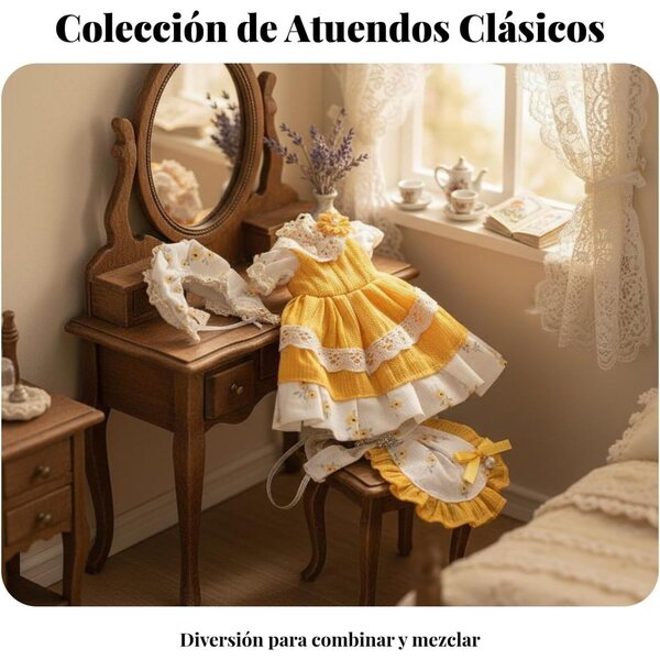 Abito in Pizzo Kaki per Bambola BJD 30 cm - Elegante e Facile da Cambiare