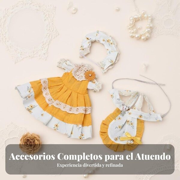 Abito in Pizzo Kaki per Bambola BJD 30 cm - Elegante e Facile da Cambiare
