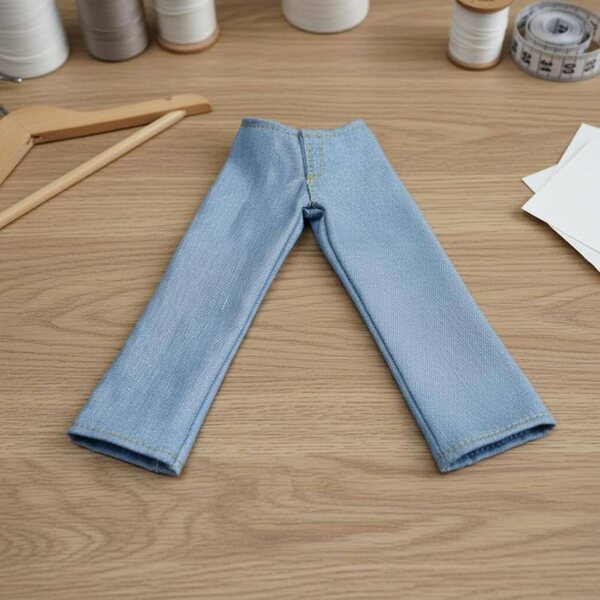 Jeans für Puppen, 30 cm, realistisches Design aus dunkelblauem Denim Chubby Fuselé