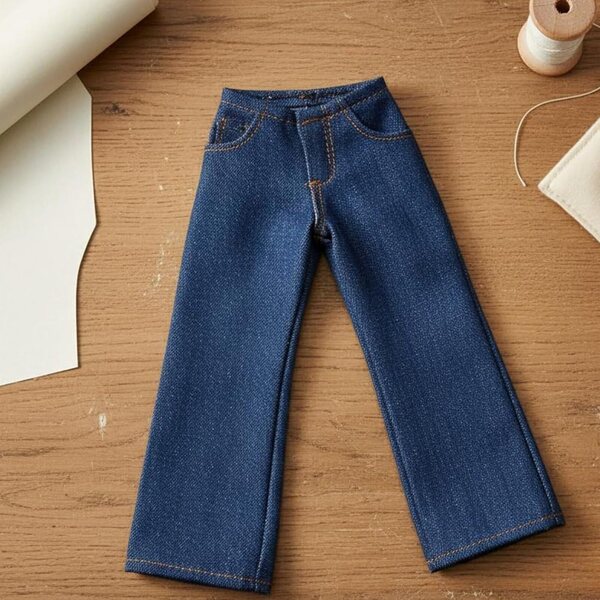 Jeans für Puppen, 30 cm, realistisches Design aus dunkelblauem Denim Chubby Fuselé