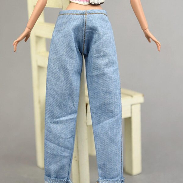 Jeans für Puppen, 30 cm, realistisches Design aus dunkelblauem Denim Chubby Fuselé