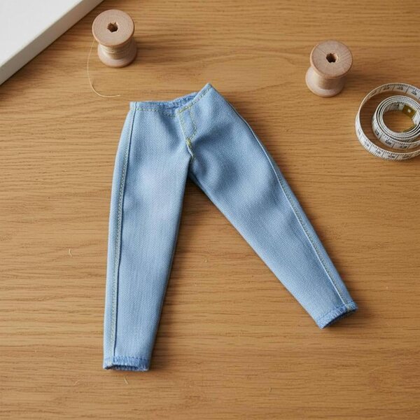 Jeans für Puppen, 30 cm, realistisches Design aus dunkelblauem Denim Chubby Fuselé