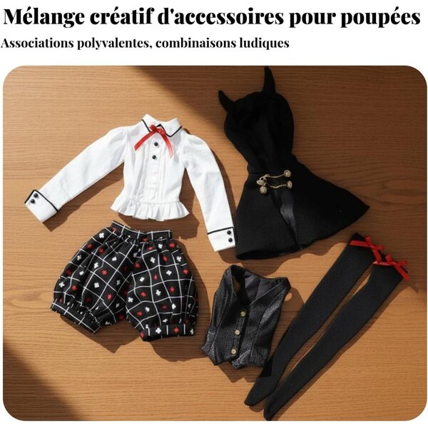 Kleid für 60-cm-BJD-Puppen mit lässigem Design und eleganten Polka-Dot-Details