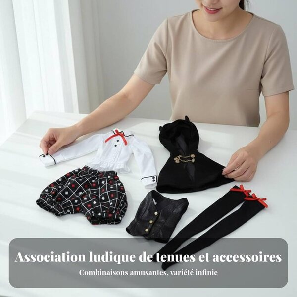 Kleid für 60-cm-BJD-Puppen mit lässigem Design und eleganten Polka-Dot-Details