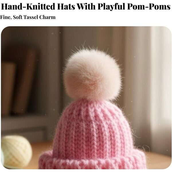 Motorhaube für Mini-BJD-Puppen mit blauem Pompon – weiches und trendiges Accessoire