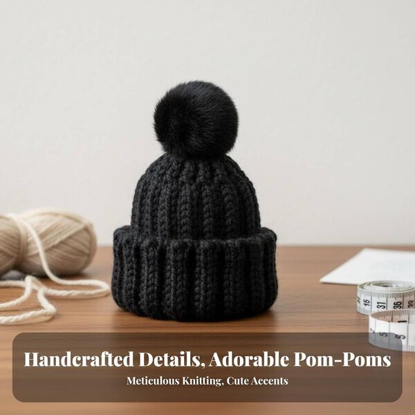 Motorhaube für Mini-BJD-Puppen mit blauem Pompon – weiches und trendiges Accessoire
