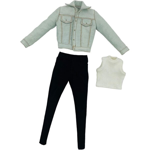 Lässiges Jeans-Kleidungsset für 12-Zoll-Puppen – Jacke, Hose und Weste