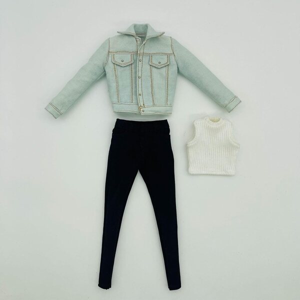 Lässiges Jeans-Kleidungsset für 12-Zoll-Puppen – Jacke, Hose und Weste