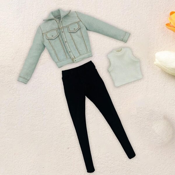 Lässiges Jeans-Kleidungsset für 12-Zoll-Puppen – Jacke, Hose und Weste