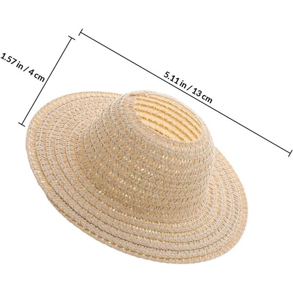 Handgefertigter Mini-Strohhut in Beige für Puppen – stilvolles und schützendes Accessoire