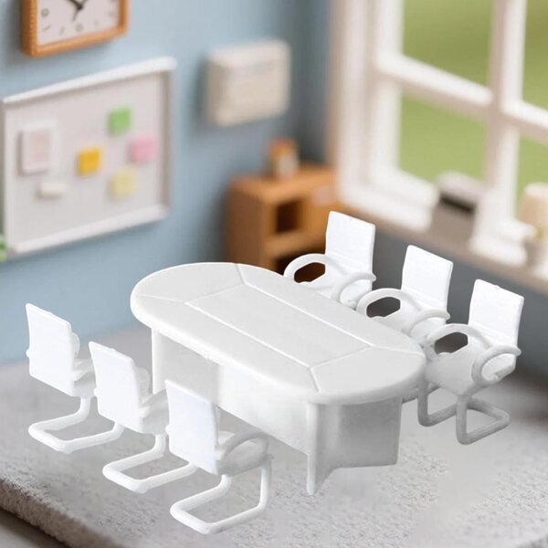 Konferenztisch und Stuhl-Set 1:50 Miniatur für Dioramen und Modellbau
