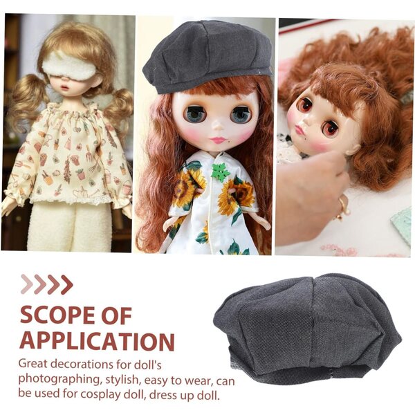 Mini cappello da bambola grigio scuro in poliestere misura 28-33 cm accessorio cosplay decorativo