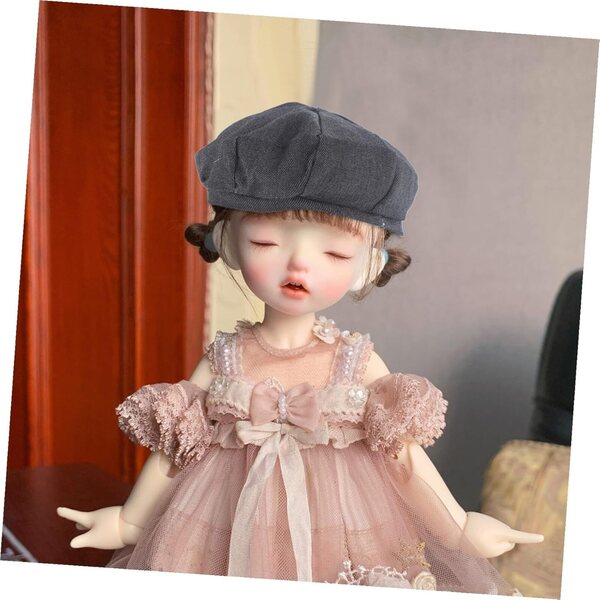 Mini cappello da bambola grigio scuro in poliestere misura 28-33 cm accessorio cosplay decorativo