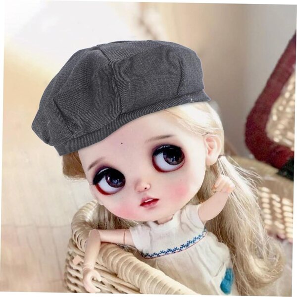 Mini cappello da bambola grigio scuro in poliestere misura 28-33 cm accessorio cosplay decorativo