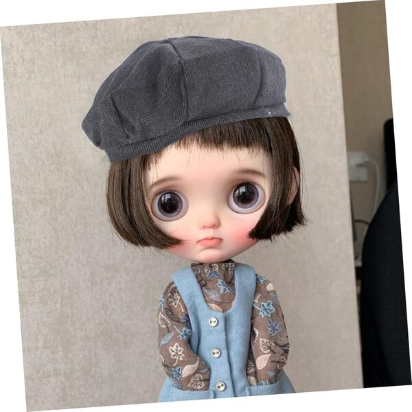 Mini cappello da bambola grigio scuro in poliestere misura 28-33 cm accessorio cosplay decorativo