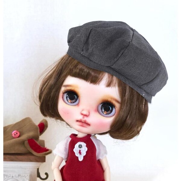 Mini cappello da bambola grigio scuro in poliestere misura 28-33 cm accessorio cosplay decorativo