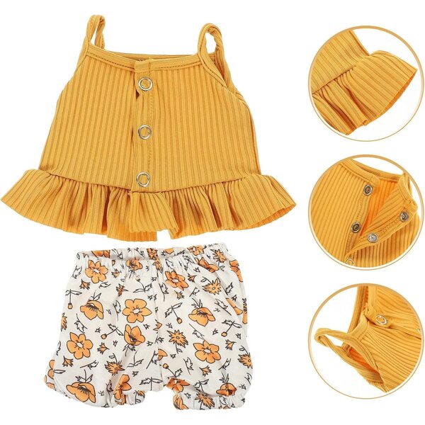 ERINGOGO 2-teiliges Set: Oberteil und Shorts aus weichem Stoff für 43-cm-Puppen – Modeaccessoires