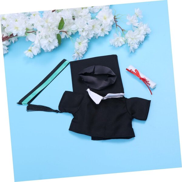 Abschlusskostüm für Puppen, 20 cm, grüne Robe + Kittel und Doktorhut