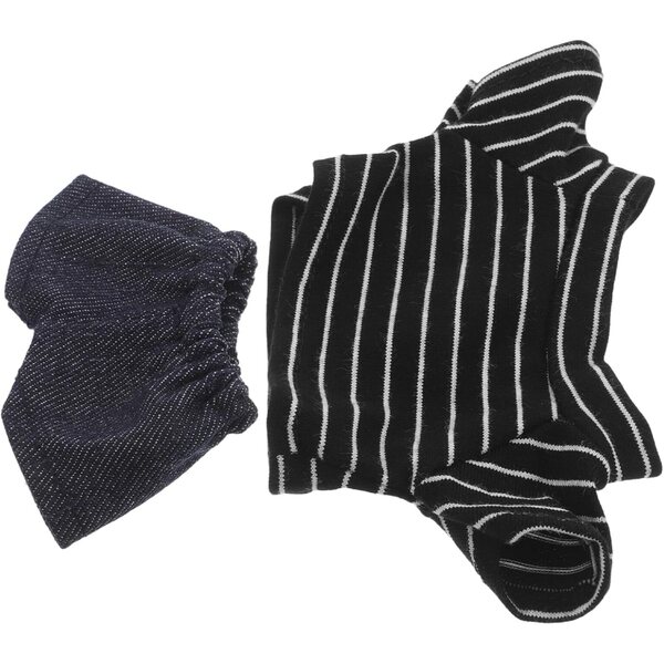 Bekleidungsset für 20 cm große Bärenpuppen mit schwarz-weißem Hemd und dunkelblauen Hosen