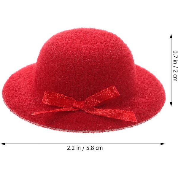 6 Mini-Hüte aus rotem Stoff für Puppen, leuchtende und dekorative Accessoires