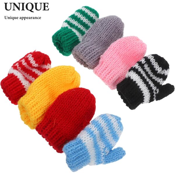 8 Paia di Mini Guanti in Maglia per Bambole - Accessori Creativi Colorati e Realistici
