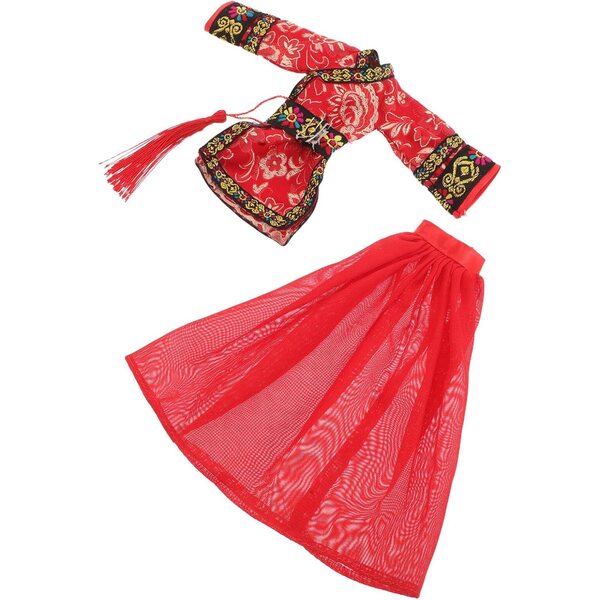 Beaupretty Costume Hanfu Tradizionale Cinese per Bambole – Abito Rosso Elegante
