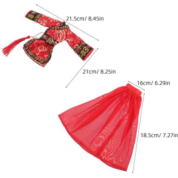 Beaupretty Costume Hanfu Tradizionale Cinese per Bambole – Abito Rosso Elegante