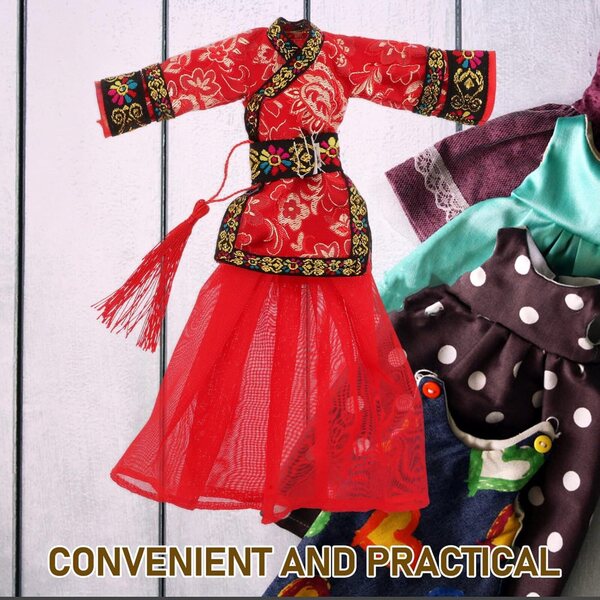 Beaupretty Costume Hanfu Tradizionale Cinese per Bambole – Abito Rosso Elegante